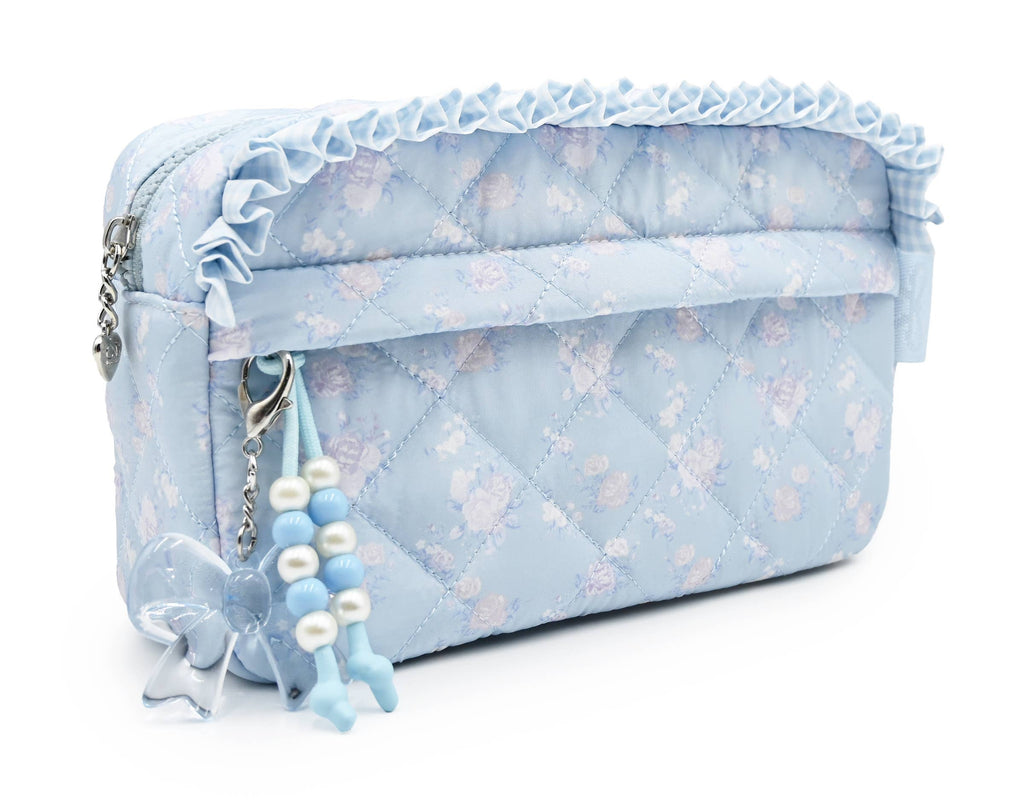 Quilted Floral Printed Pouch with Charm
