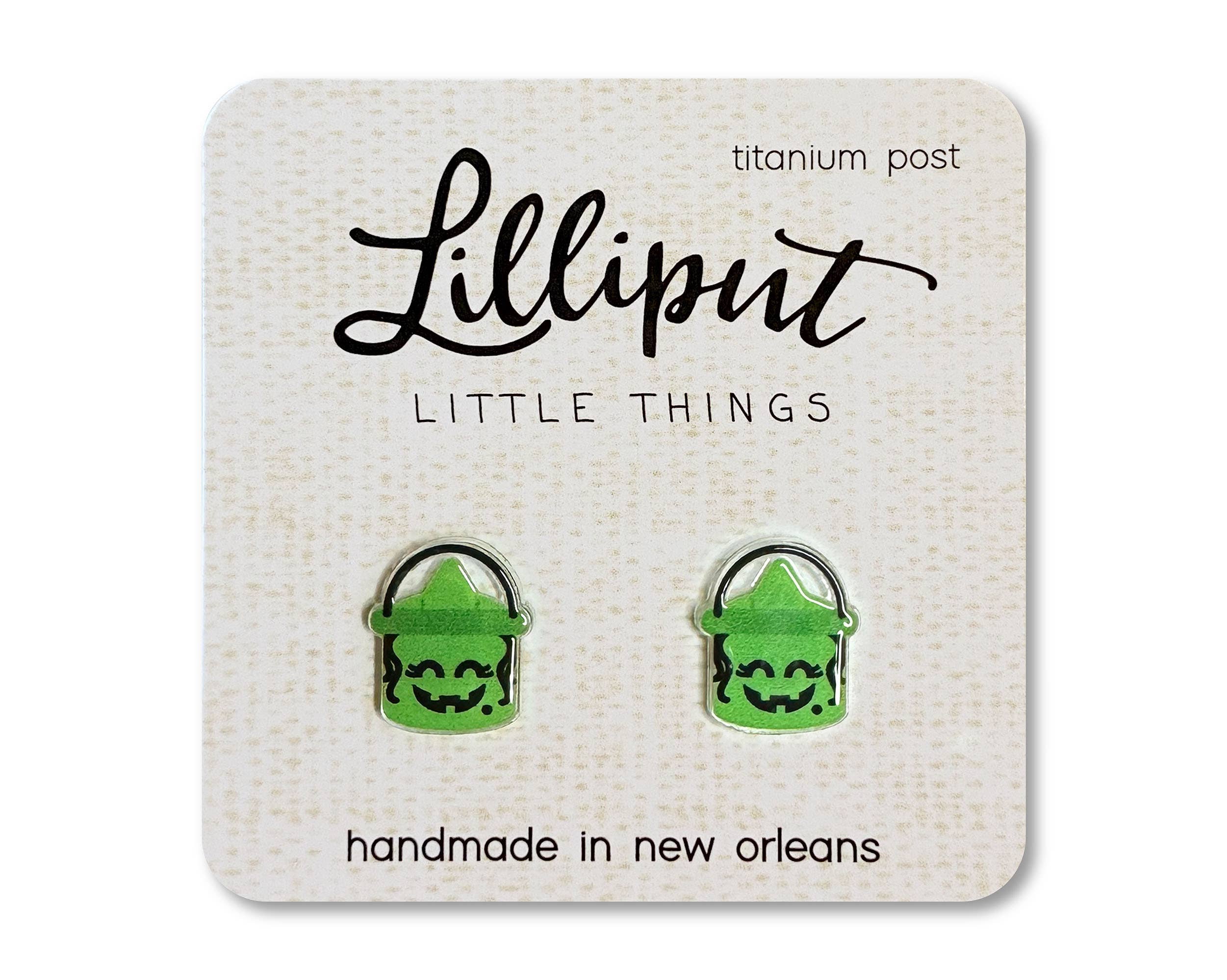 Retro Treat Bucket Earrings - Witch // Halloween Earrings