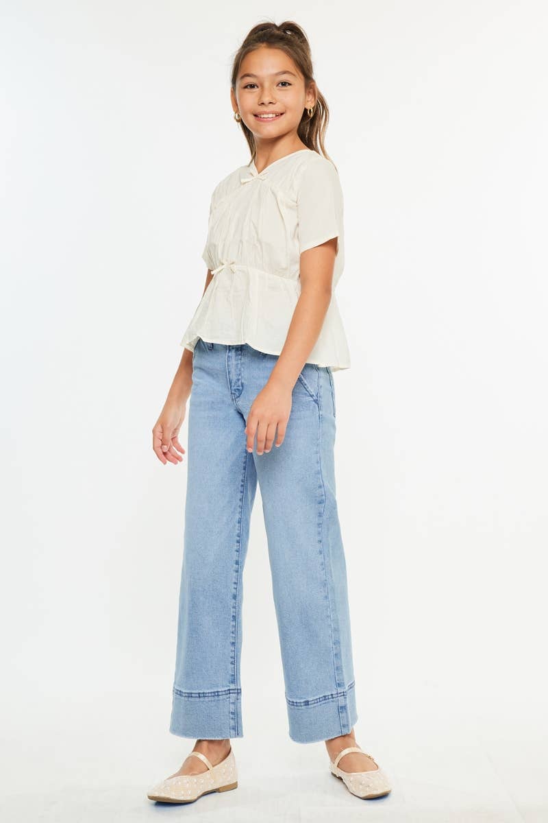 YOUTH HIGH RISE CROP WIDE LEG-YC9400M2: MEDIUM / 10