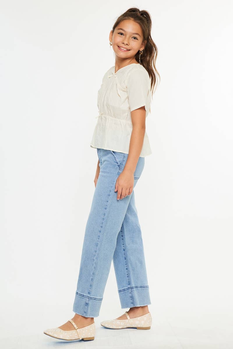 YOUTH HIGH RISE CROP WIDE LEG-YC9400M2: MEDIUM / 5