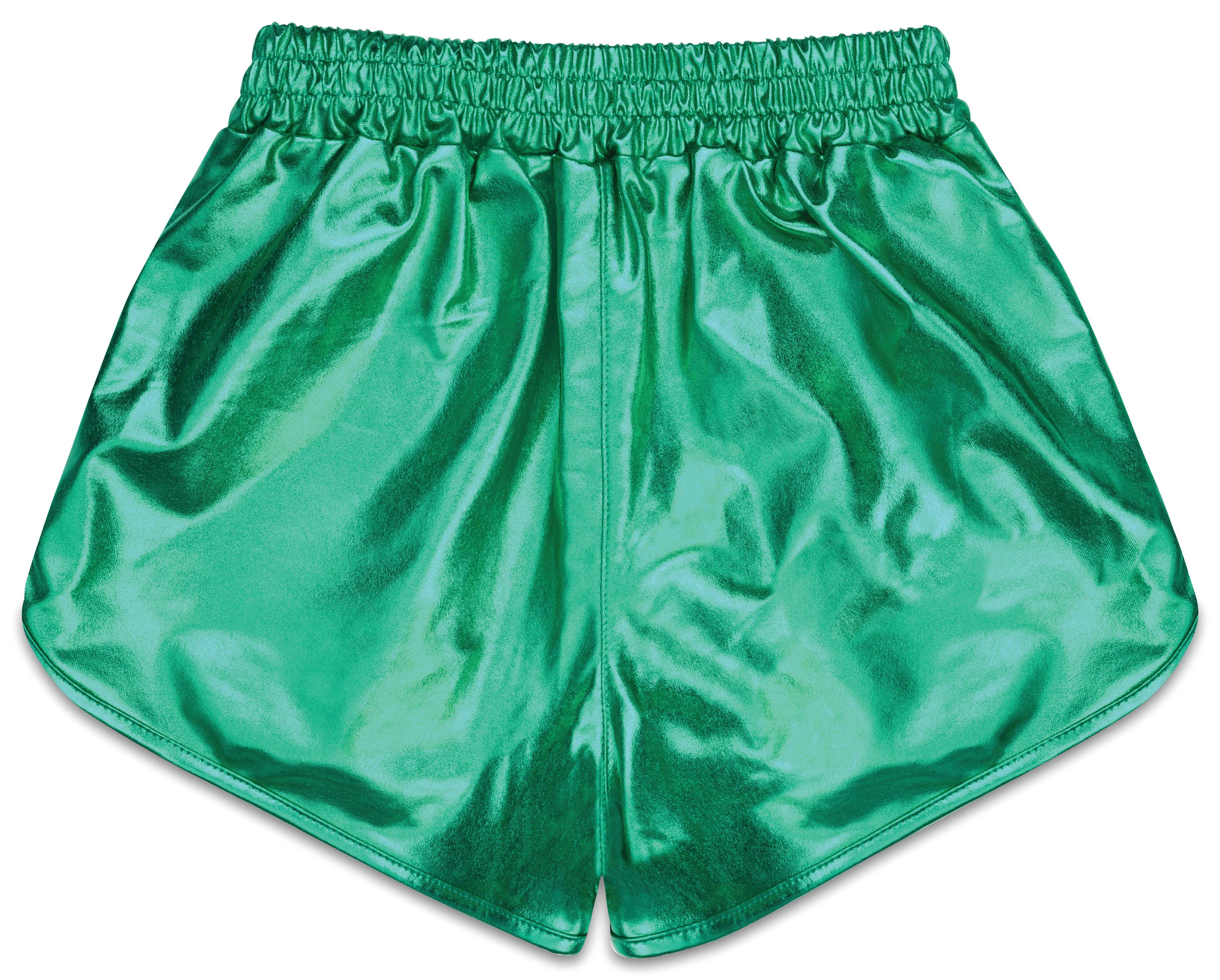 GREEN METALLIC SHORTS-M