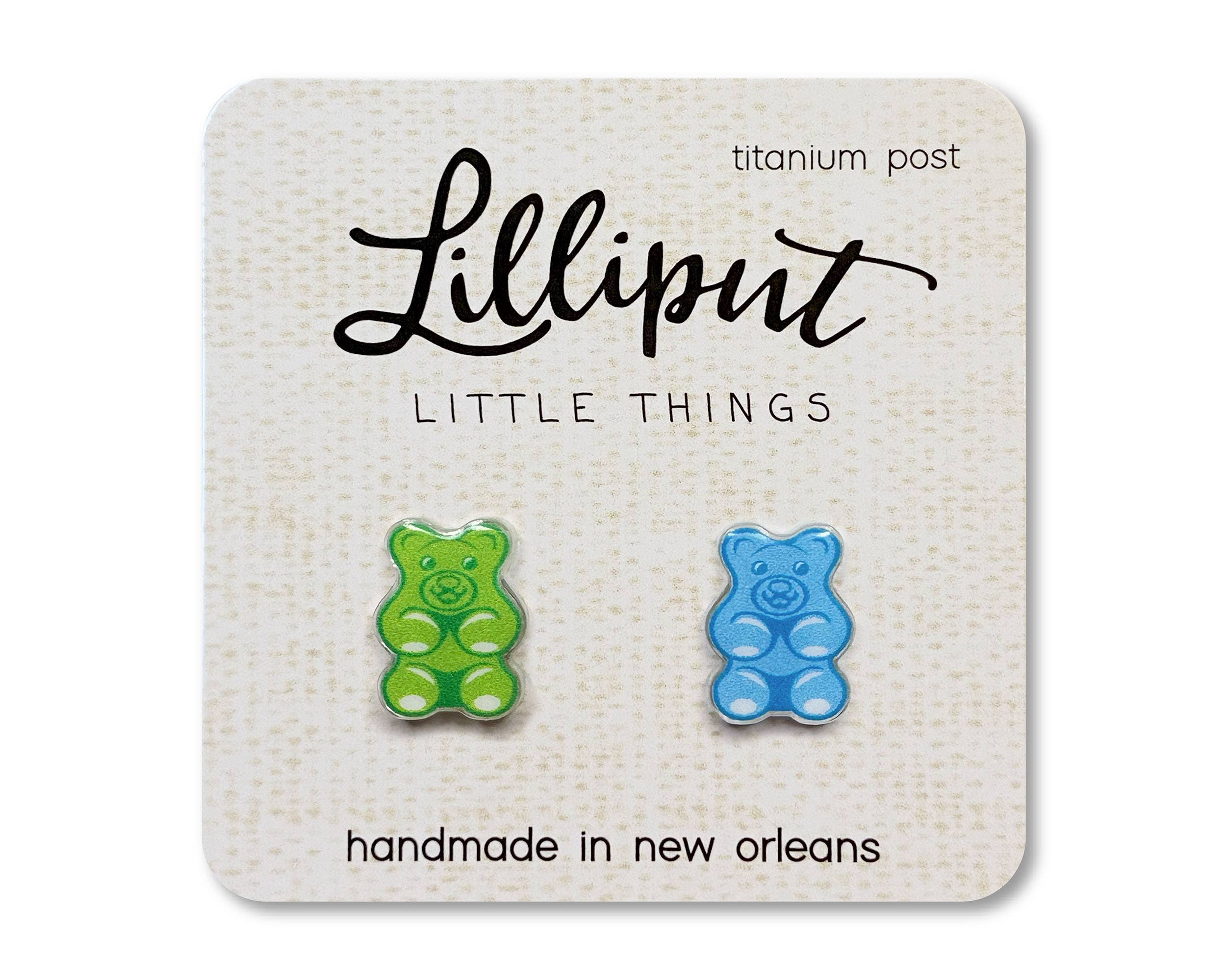 Gummy Bear Earrings // Colorful Fun Earrings: Green/Blue