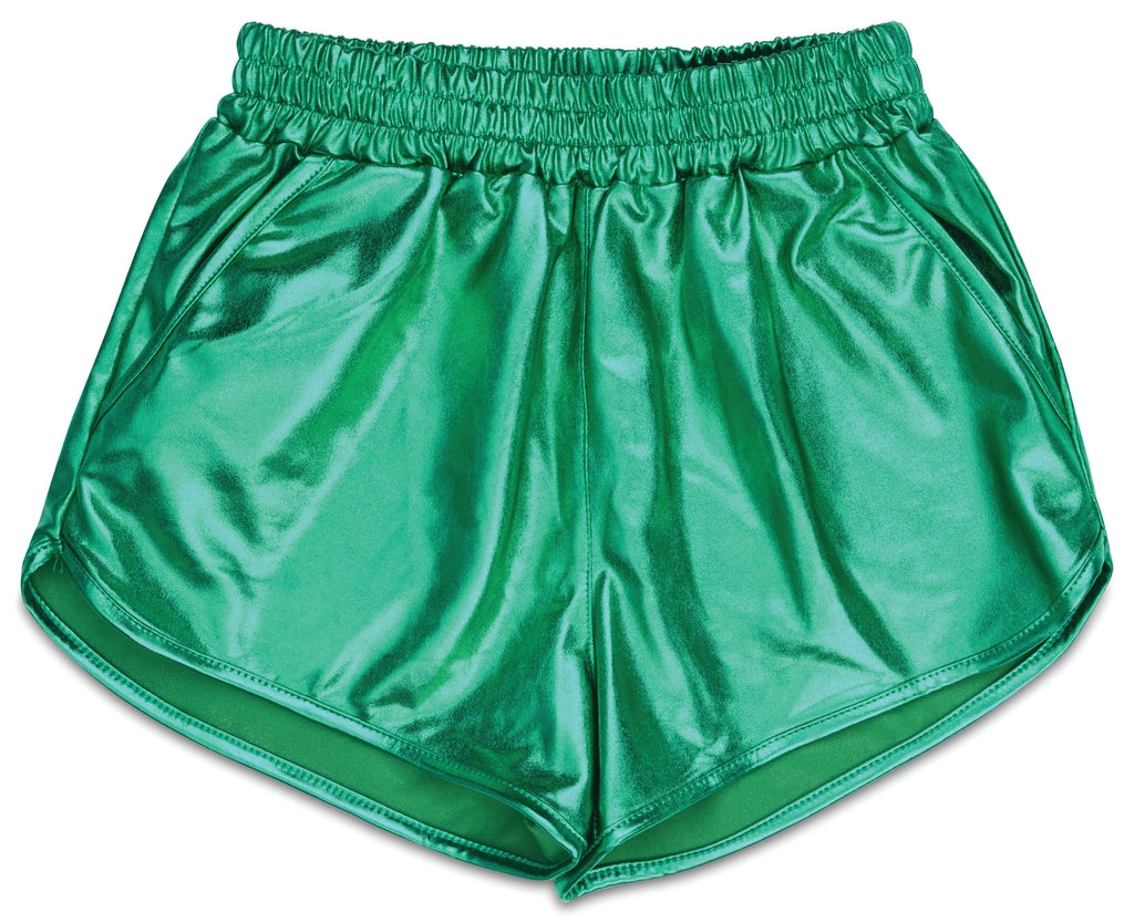 GREEN METALLIC SHORTS-S