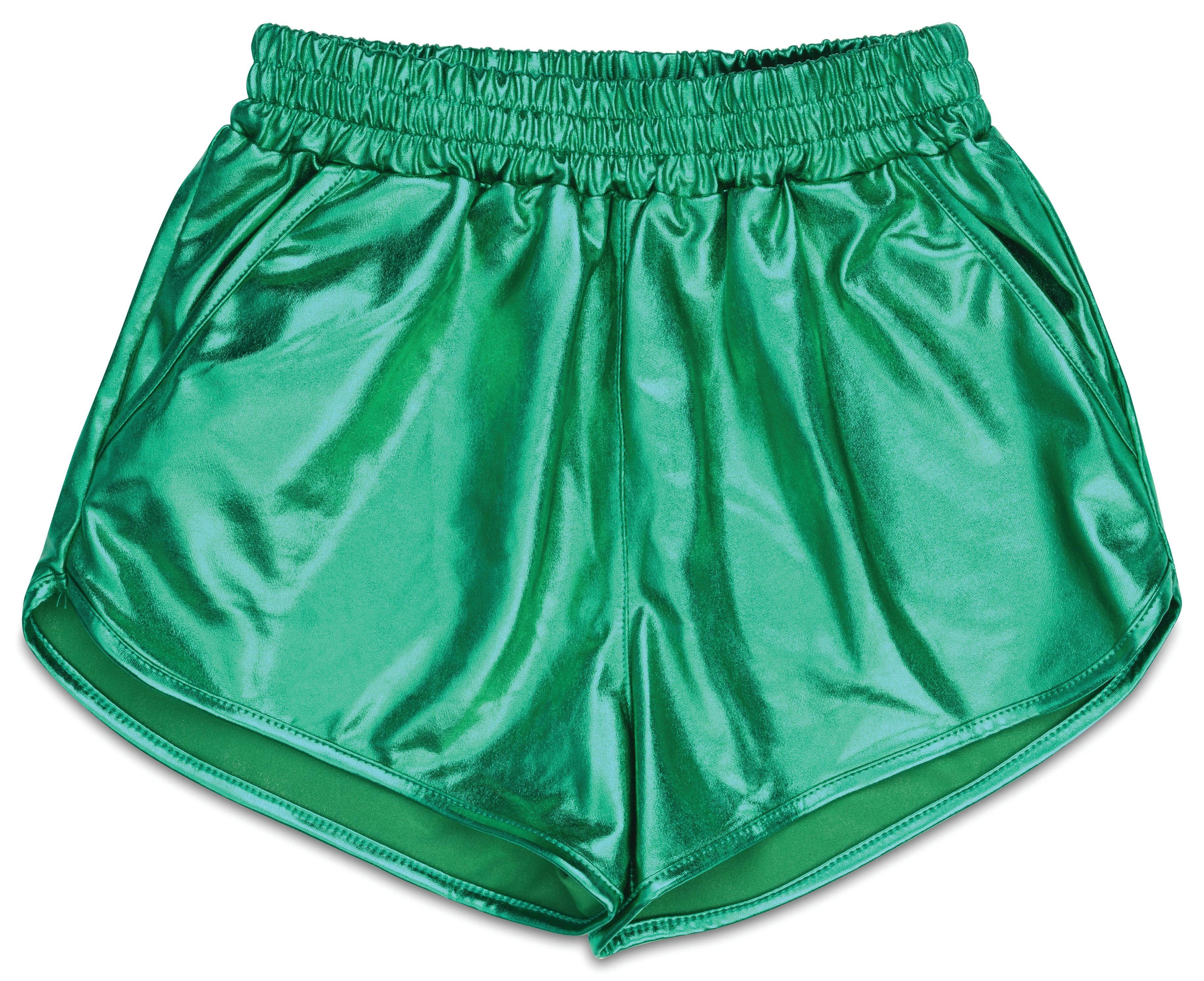 GREEN METALLIC SHORTS-L