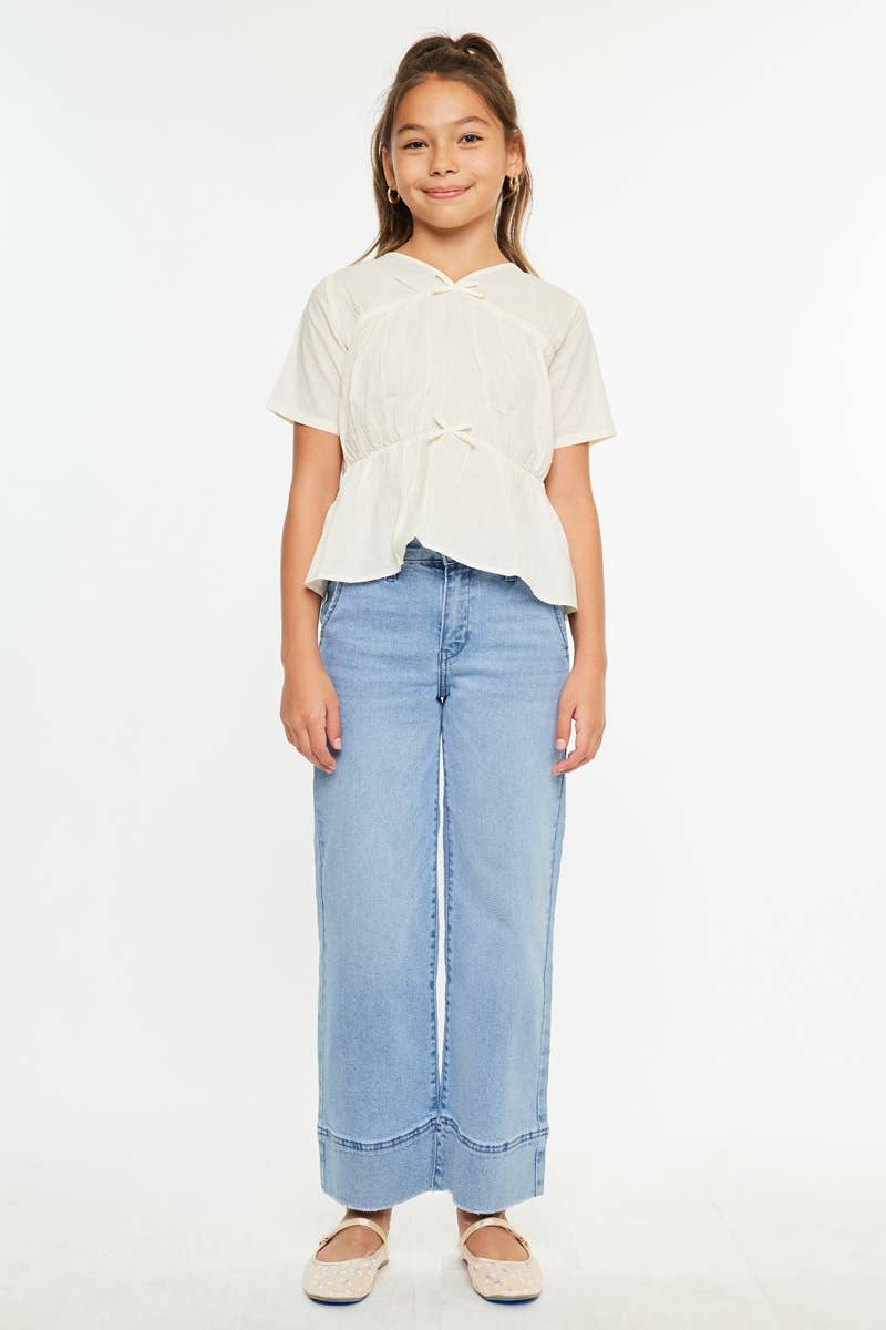 YOUTH HIGH RISE CROP WIDE LEG-YC9400M2: MEDIUM / 10