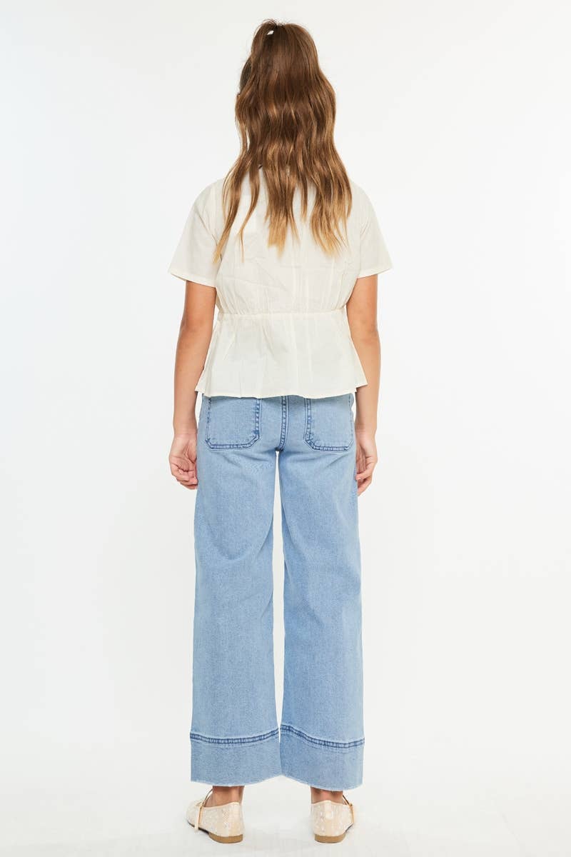 YOUTH HIGH RISE CROP WIDE LEG-YC9400M2: MEDIUM / 10