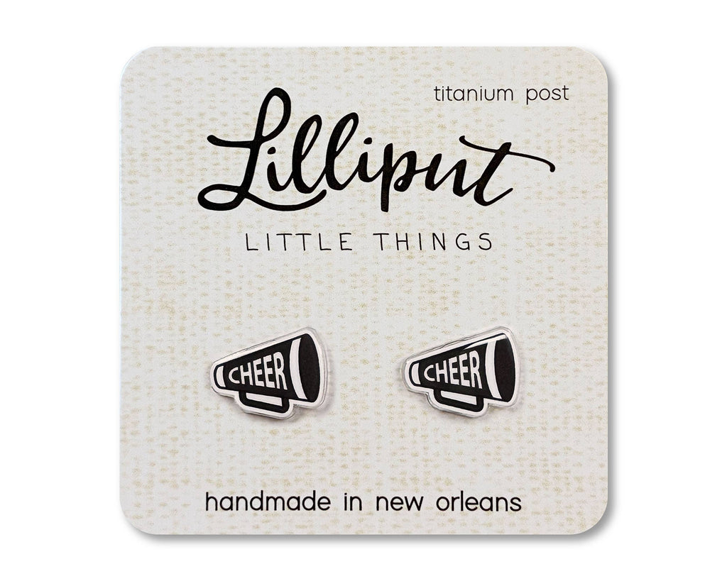 Cheer Megaphone Earrings - Custom Colors Available!: Black