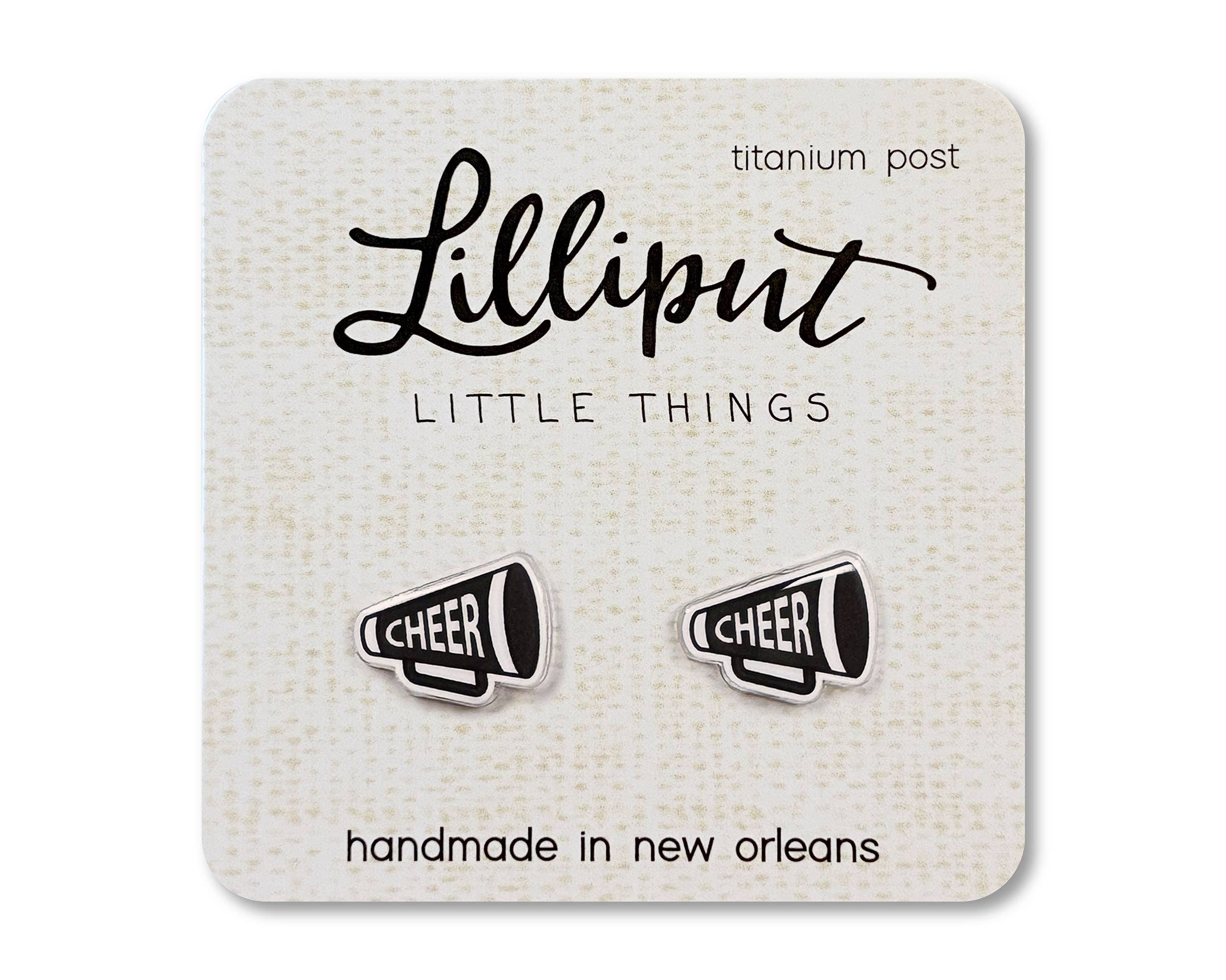 Cheer Megaphone Earrings - Custom Colors Available!: Black