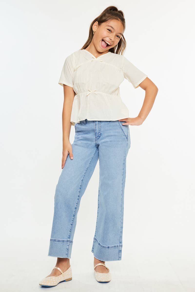 YOUTH HIGH RISE CROP WIDE LEG-YC9400M2: MEDIUM / 8