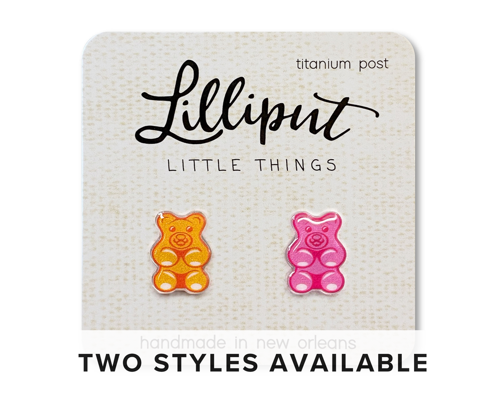 Gummy Bear Earrings // Colorful Fun Earrings: Green/Blue