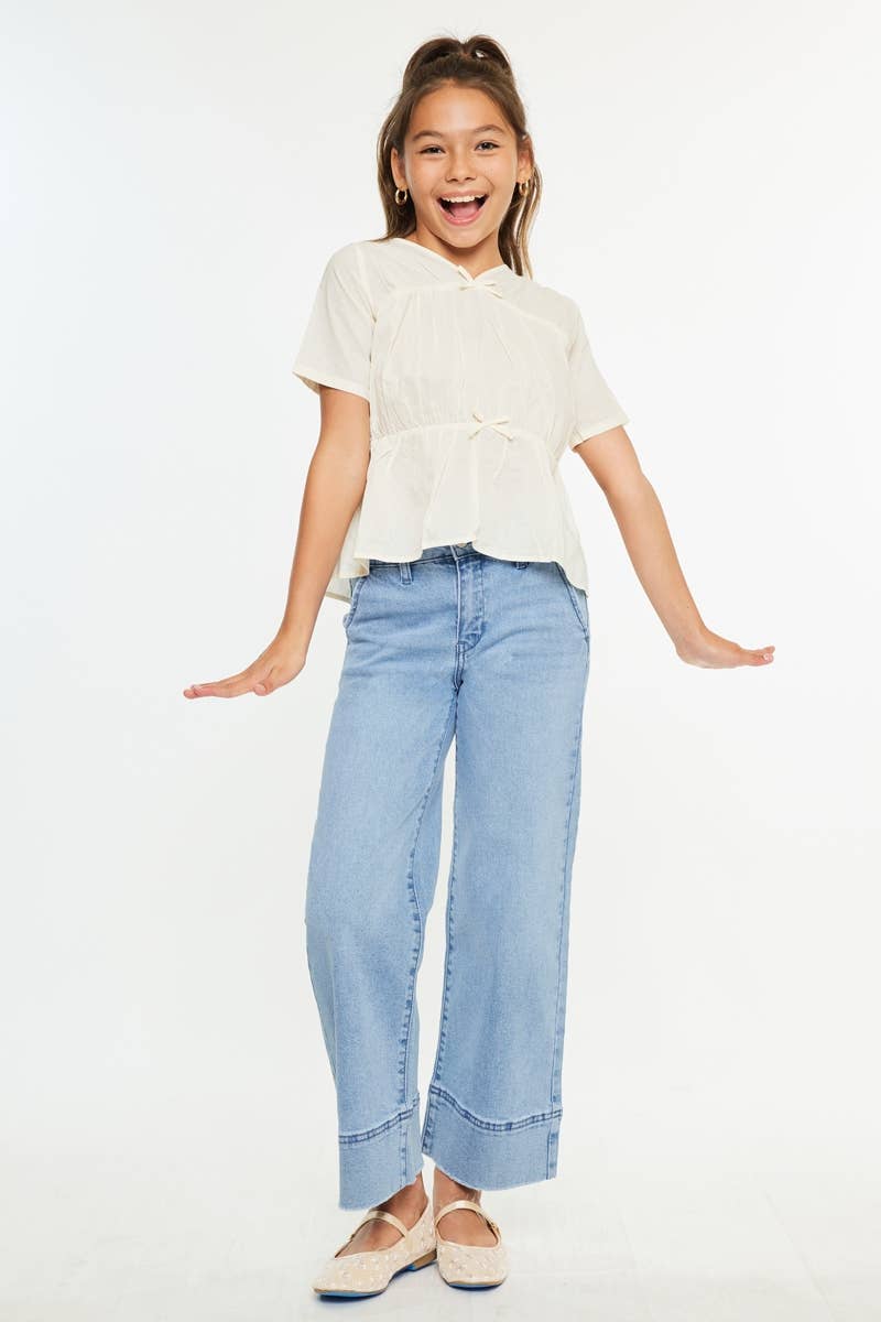 YOUTH HIGH RISE CROP WIDE LEG-YC9400M2: MEDIUM / 10
