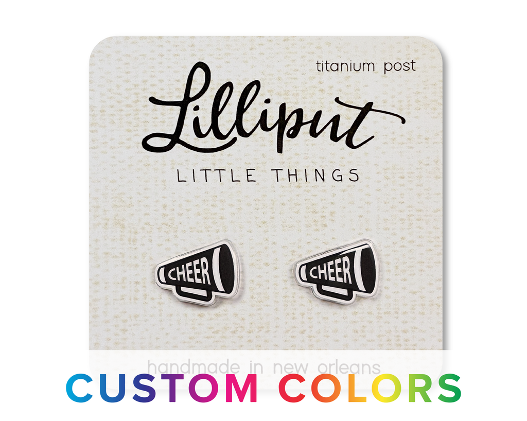 Cheer Megaphone Earrings - Custom Colors Available!: Black