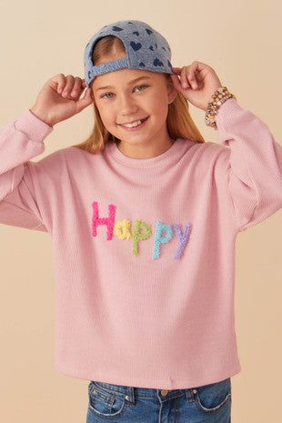 Girls Hand Embroidered Knit Top