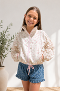 Peach Love tween pink floral jacket